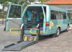 Wheelchair secured safely inside accessible van